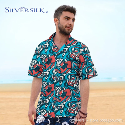 Kurzarm Hawaiihemd mit Flamingo-Print Custom Men